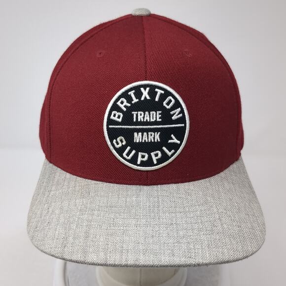 Brixton Supply Trademark Snapback Hat Red One Size Colorblock Adjustable - Picture 2 of 11